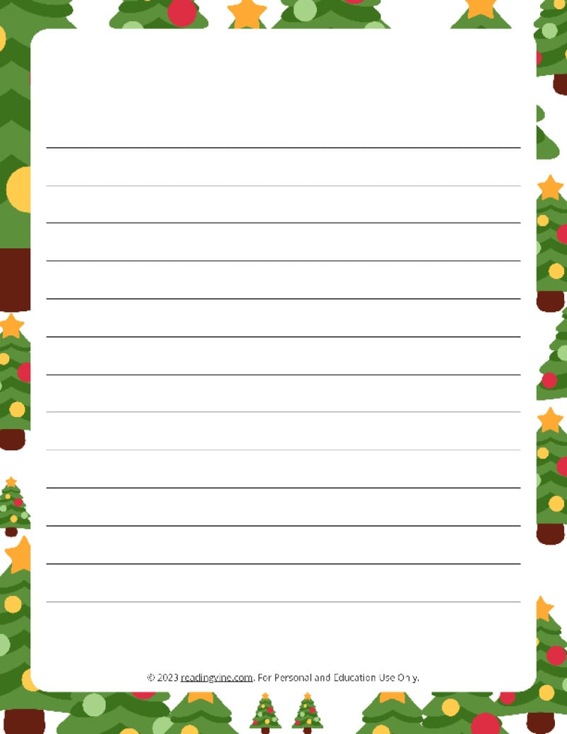 December Theme #2 Narrow Rule Lined Paper