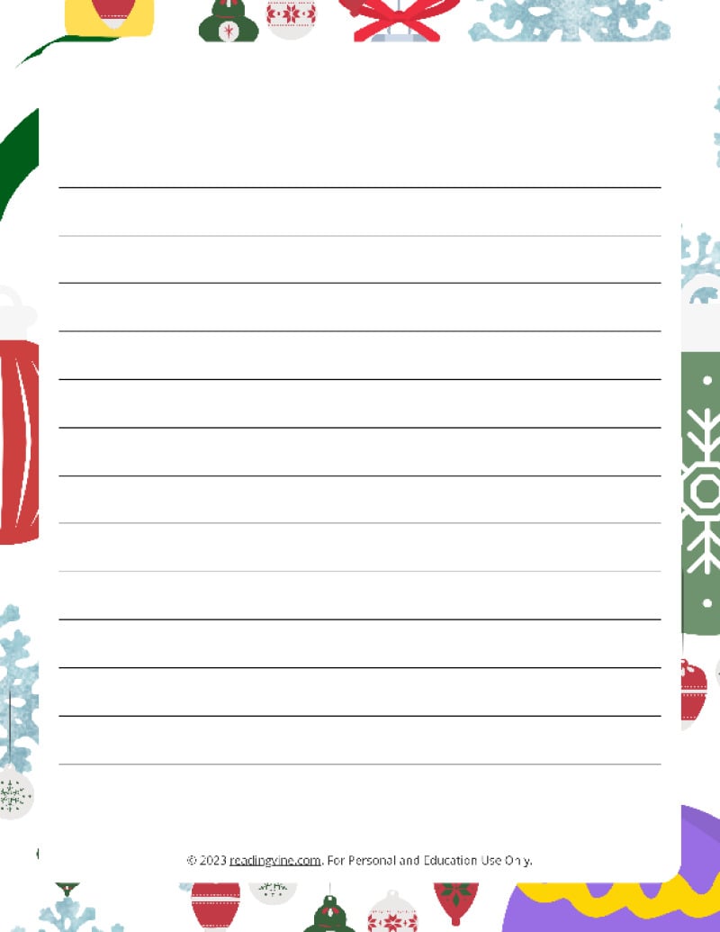 December Theme #3 Narrow Rule Lined Paper