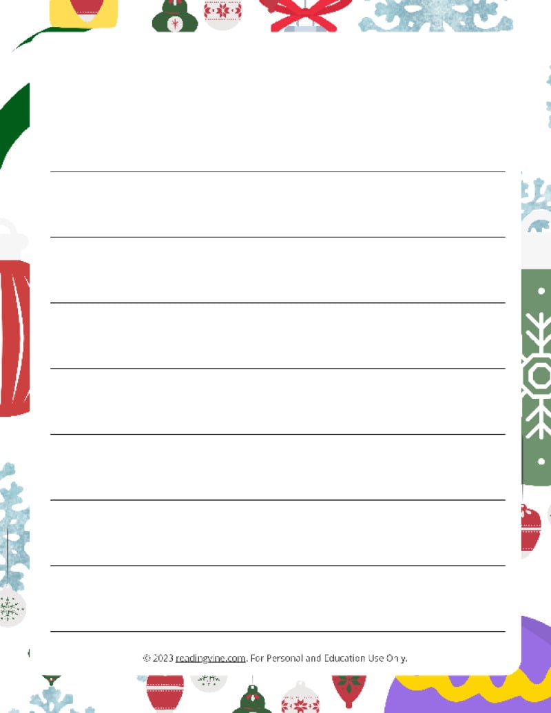 December Theme #3 Wide Ruled Lined Paper