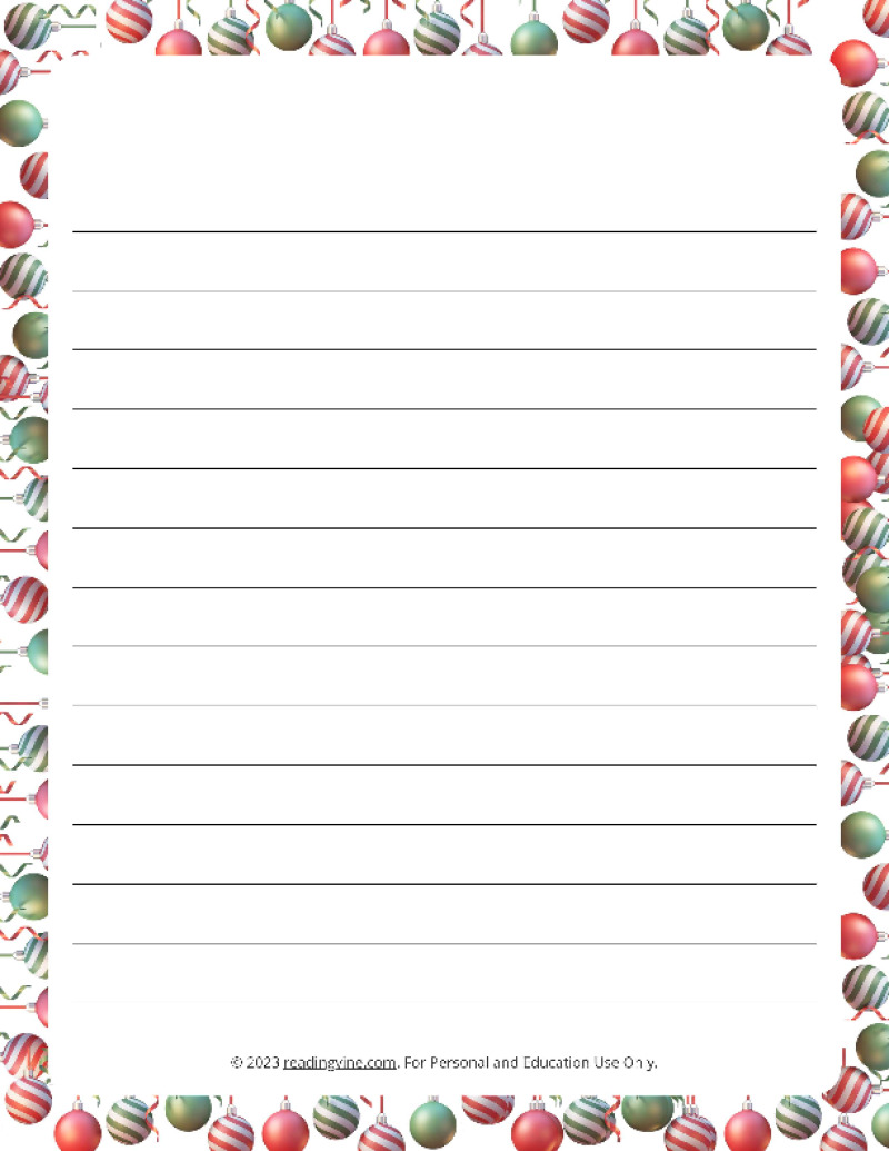 December Theme #4 Narrow Rule Lined Paper