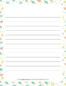 Dinosaur Theme #1 Narrow Rule Lined Paper