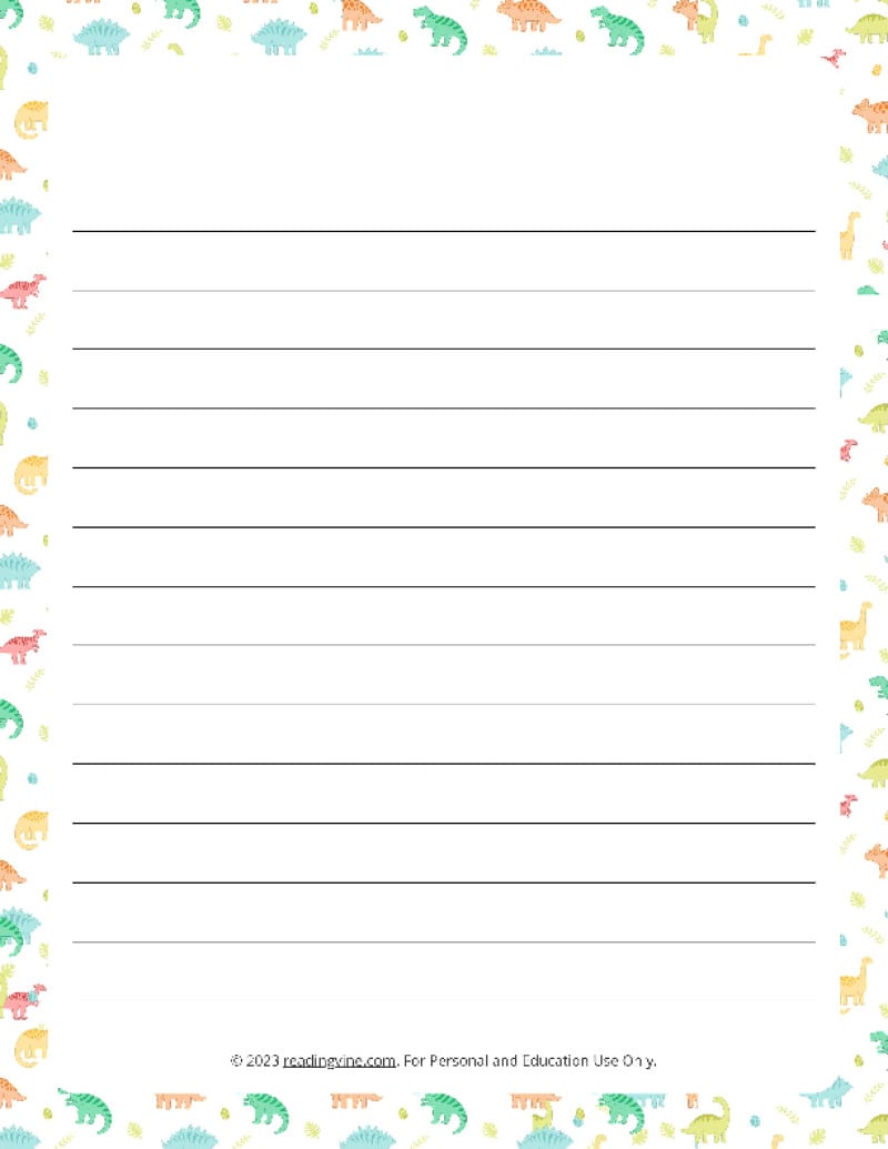 Dinosaur Theme #1 Narrow Rule Lined Paper