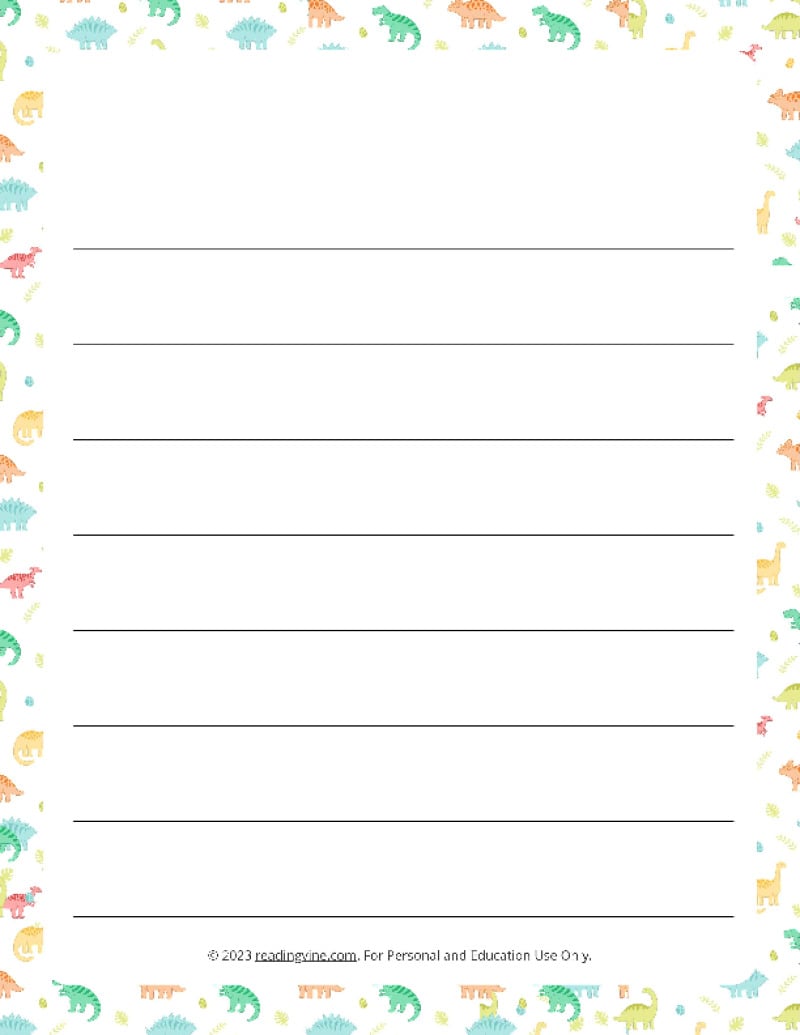 Dinosaur Theme #1 Wide Ruled Lined Paper