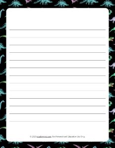 Dinosaur Theme #2 Narrow Rule Lined Paper