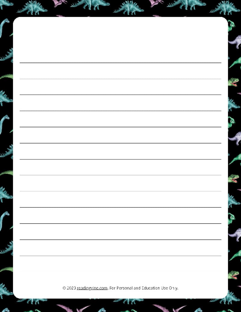 Dinosaur Theme #2 Narrow Rule Lined Paper