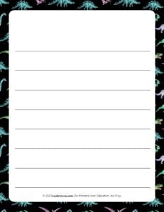 Dinosaur Theme #2 Wide Ruled Lined Paper