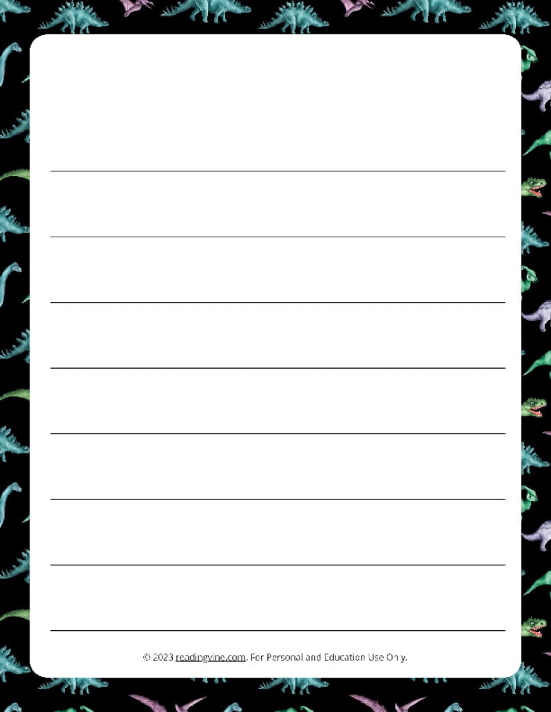 Dinosaur Theme #2 Wide Ruled Lined Paper