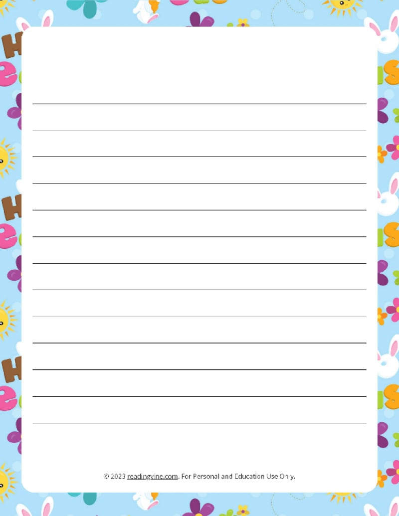 Easter Theme Narrow Rule Lined Paper