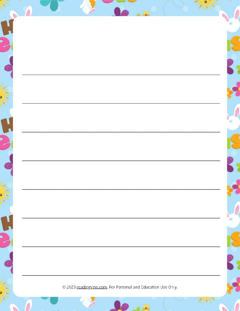 Easter Theme Wide Ruled Lined Paper