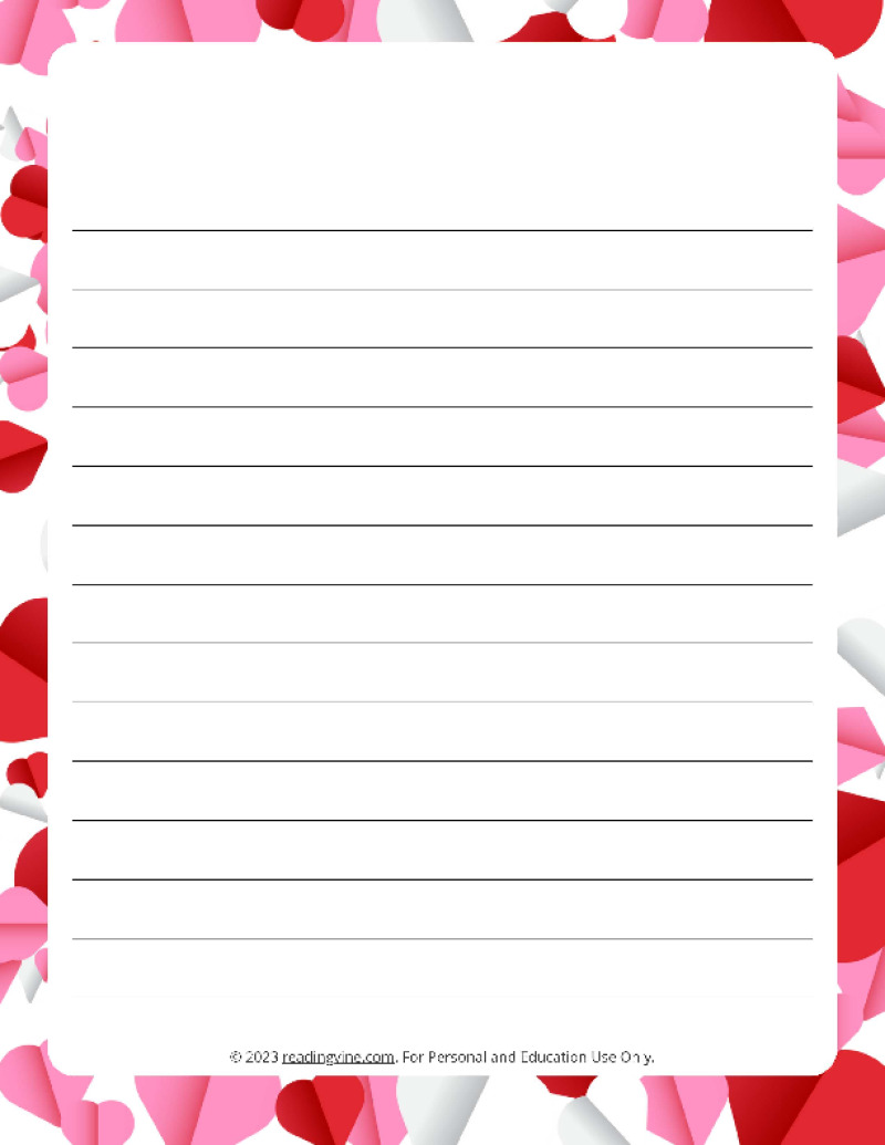 February Theme #1 Narrow Rule Lined Paper