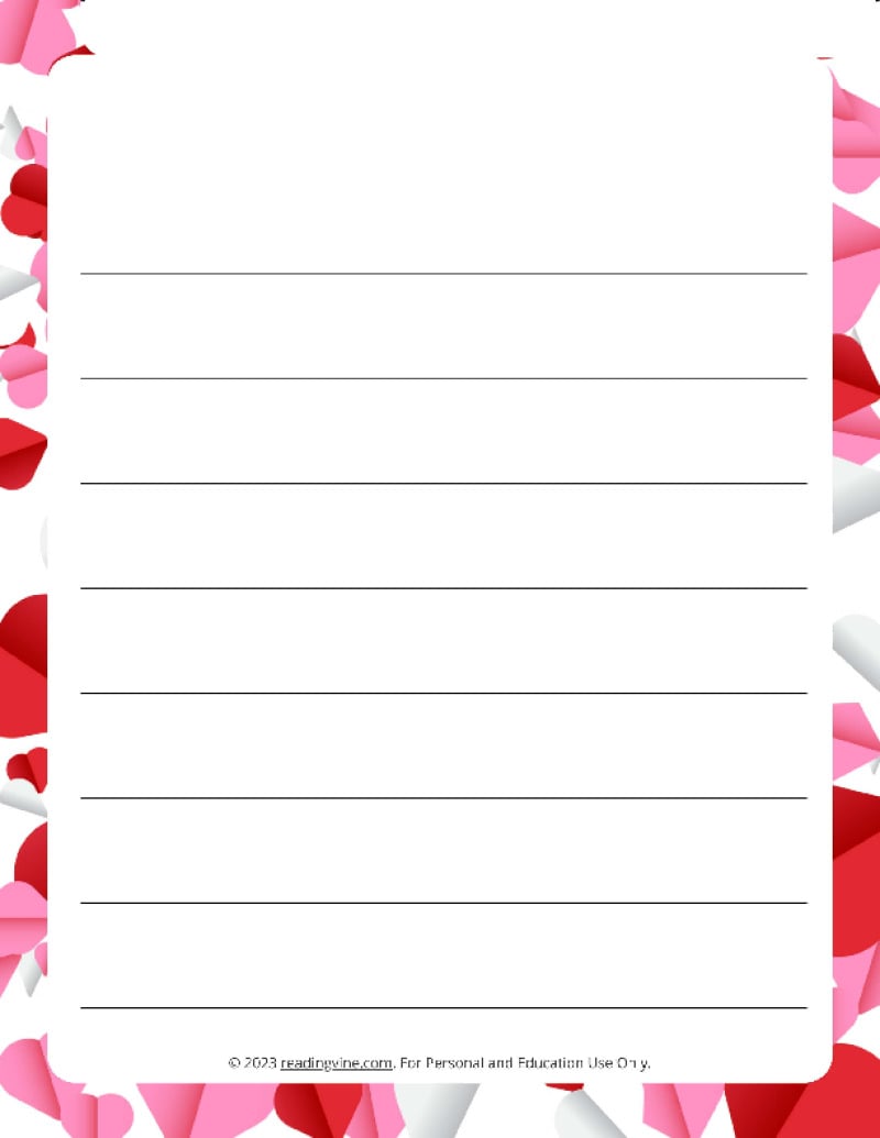 February Theme #1 Wide Ruled Lined Paper