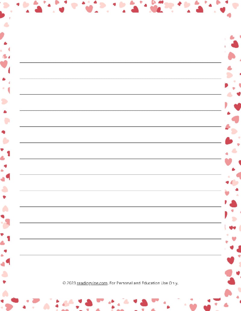 February Theme #2 Narrow Rule Lined Paper
