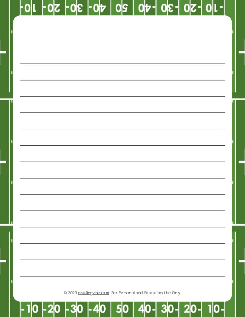 Football Theme #1 Narrow Ruled Lined Paper