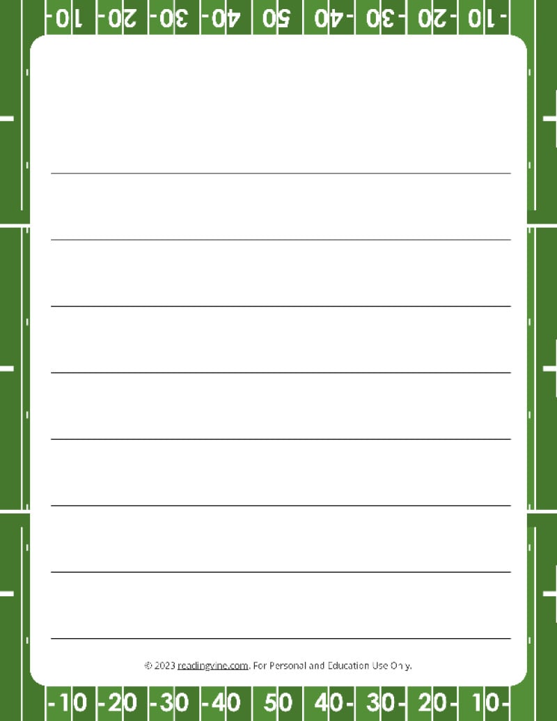 Football Theme #1 Wide Ruled Lined Paper