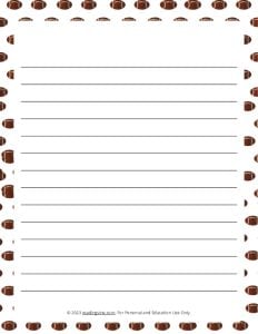 Football Theme #2 Narrow Ruled Lined Paper