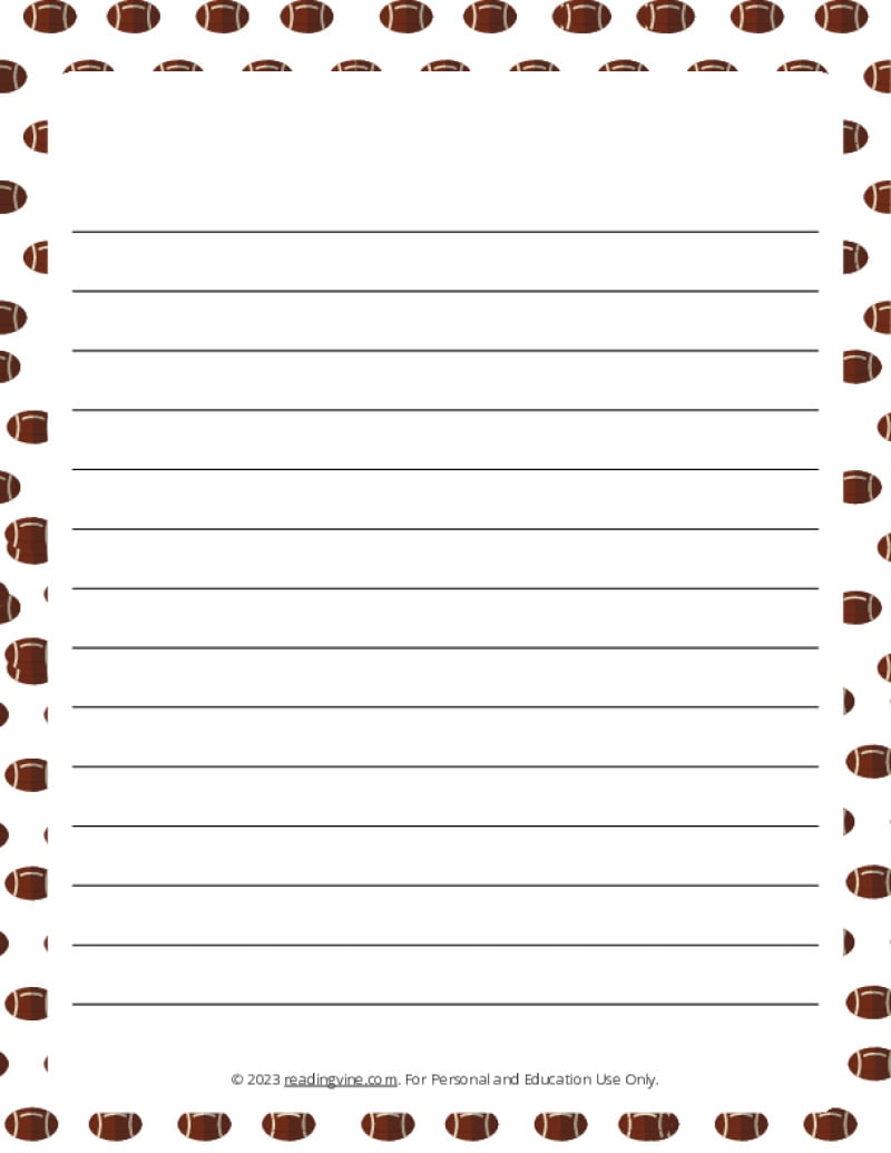 Football Theme #2 Narrow Ruled Lined Paper