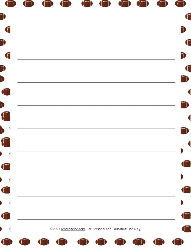 Football Theme #2 Wide Ruled Lined Paper