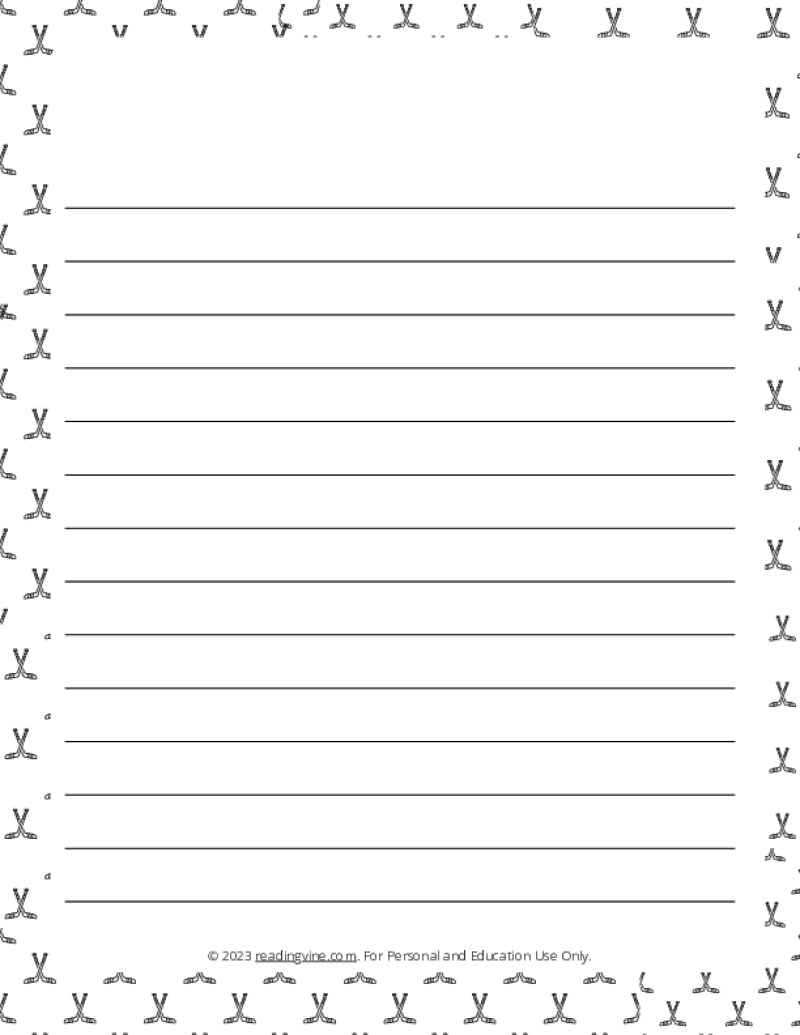 Hockey Theme #2 Narrow Ruled Lined Paper