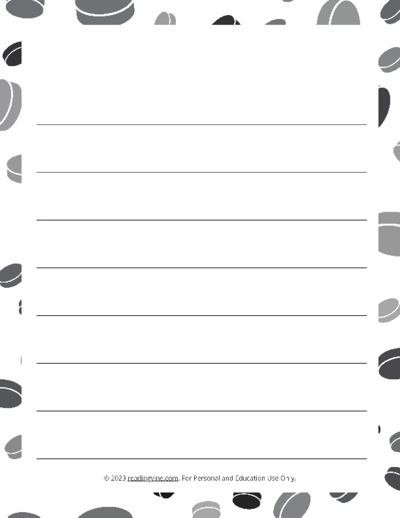 Hockey Theme #2 Wide Ruled Lined Paper