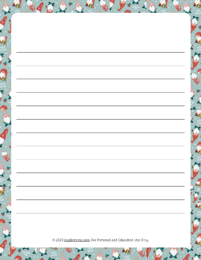 Holiday Theme Narrow Rule Lined Paper