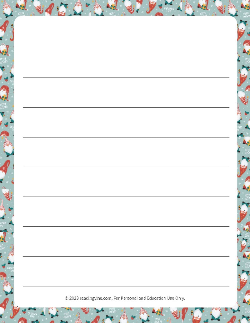 Holiday Theme Wide Ruled Lined Paper