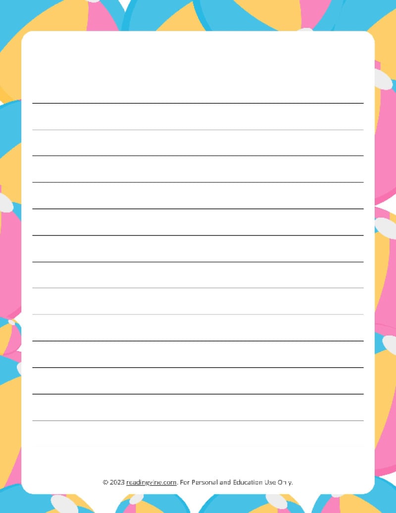 July Theme #1 Narrow Rule Lined Paper