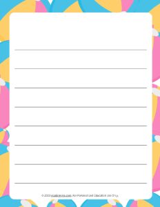 July Theme #1 Wide Ruled Lined Paper