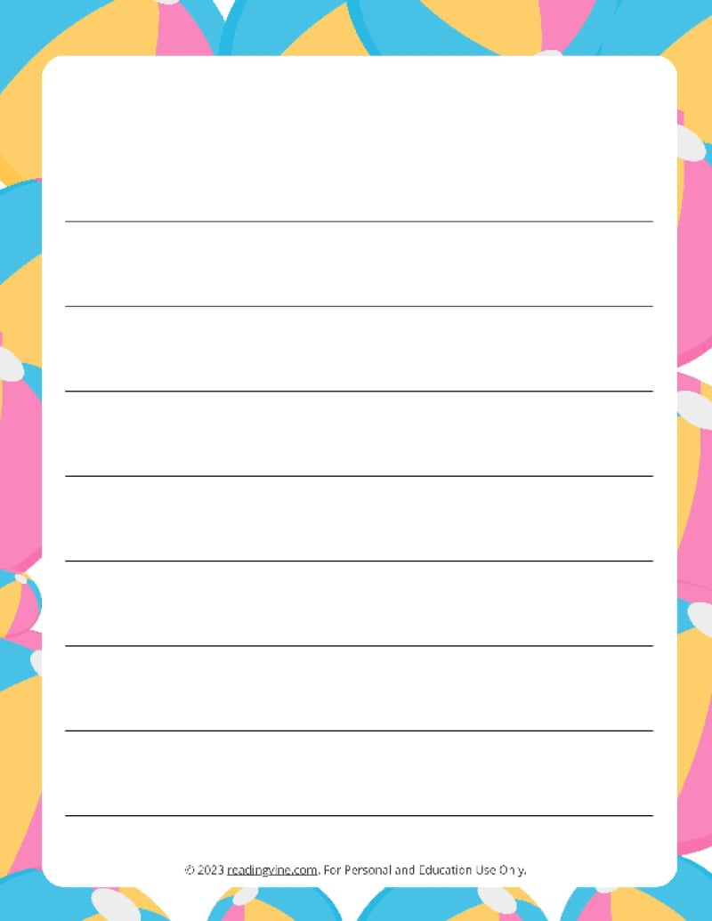 July Theme #1 Wide Ruled Lined Paper