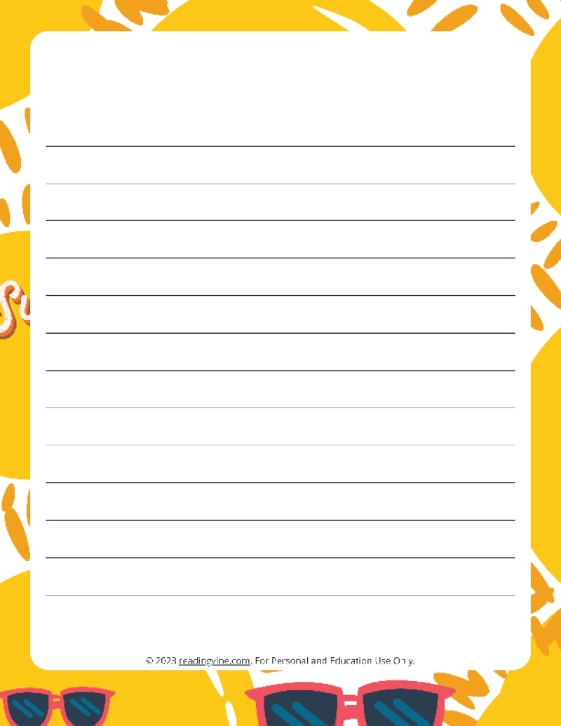 July Theme #2 Narrow Rule Lined Paper