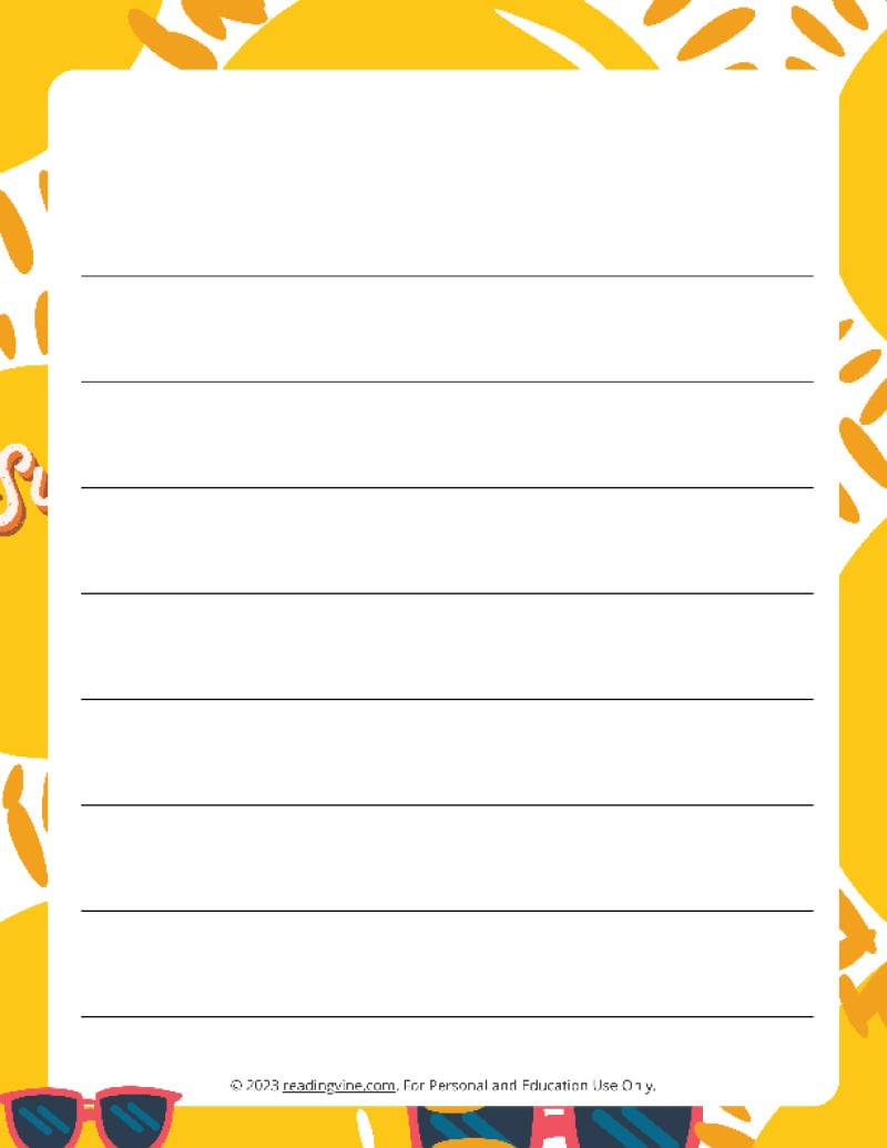 July Theme #2 Wide Ruled Lined Paper
