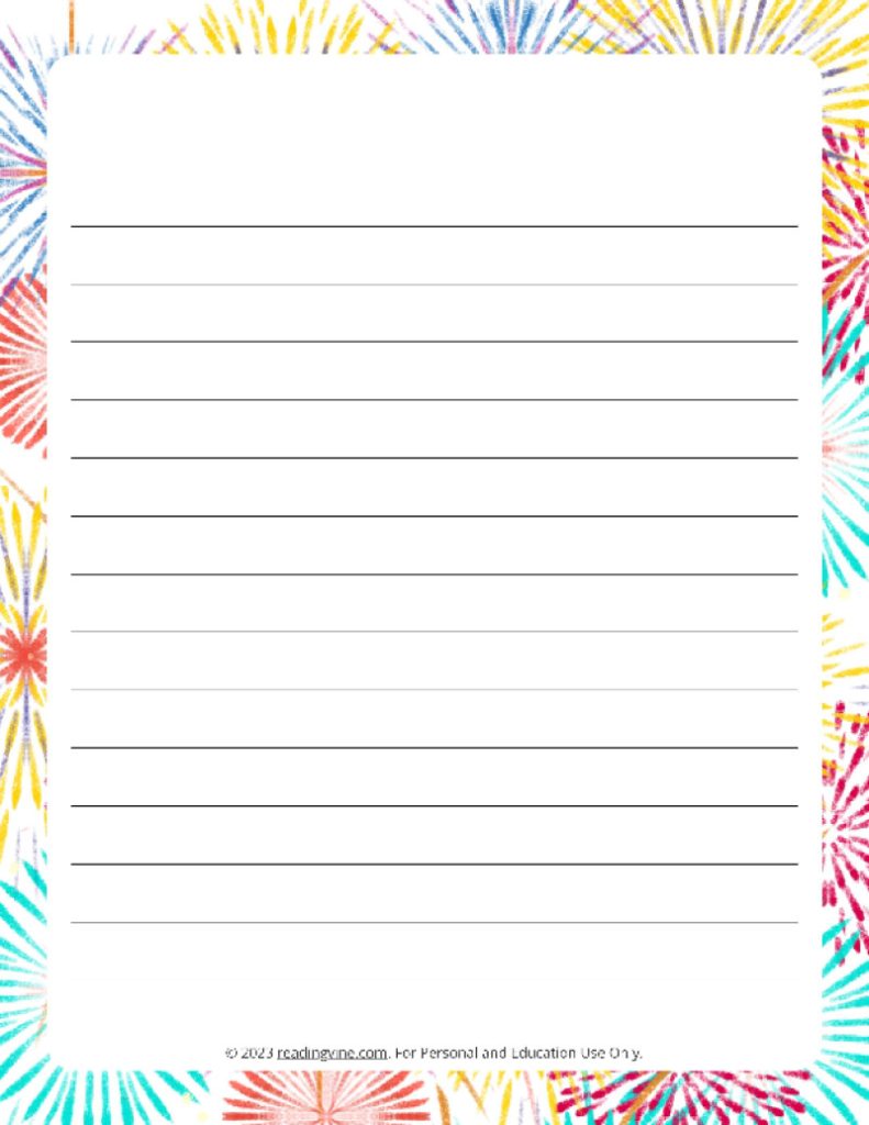 July Theme #3 Narrow Rule Lined Paper