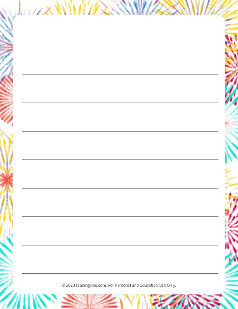 July Theme #3 Wide Ruled Lined Paper