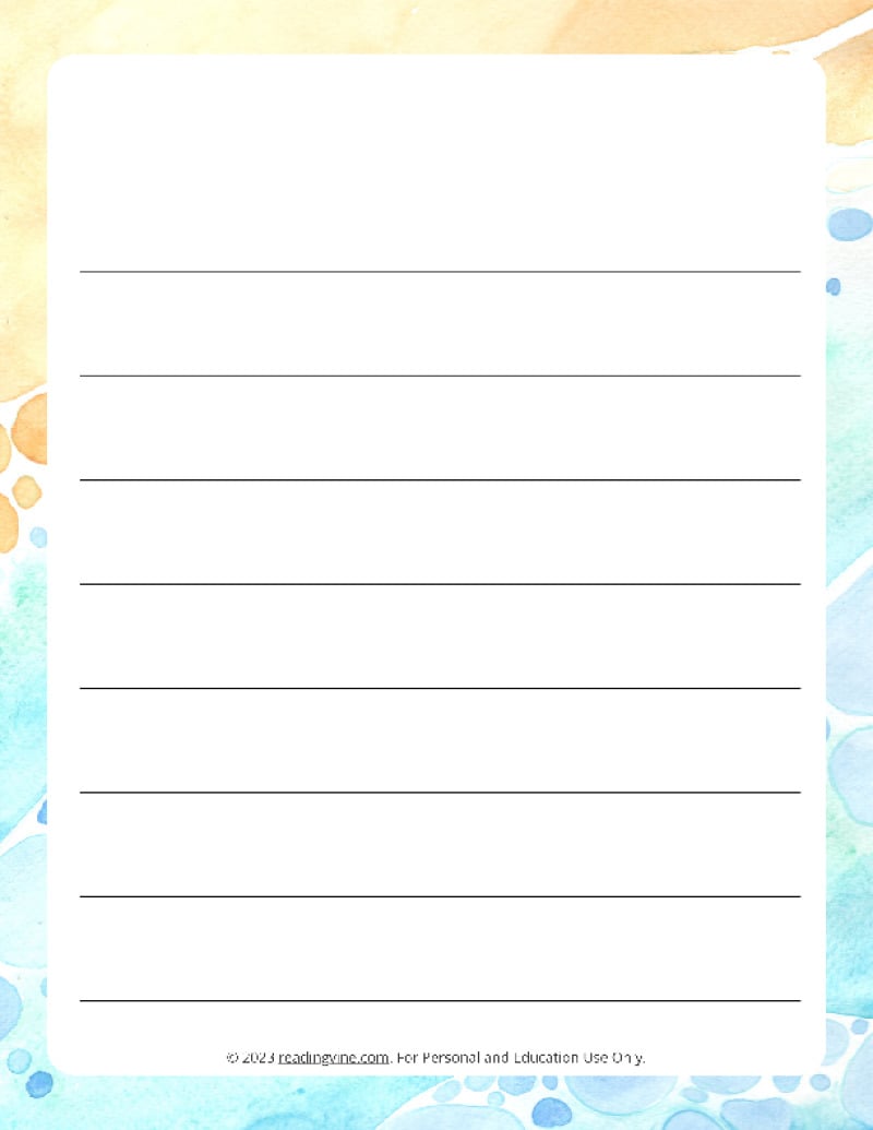 June Theme #2 Wide Ruled Lined Paper