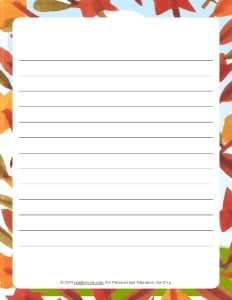 November Theme Narrow Rule Lined Paper