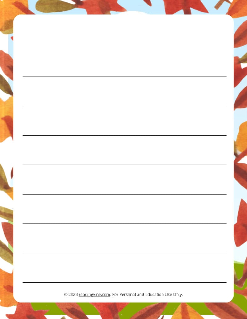 November Theme Wide Ruled Lined Paper