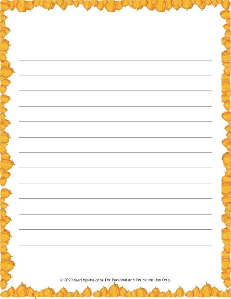 October Theme #1 Narrow Rule Lined Paper