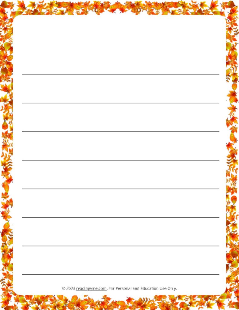 October Theme #1 Wide Ruled Lined Paper-Image - ReadingVine