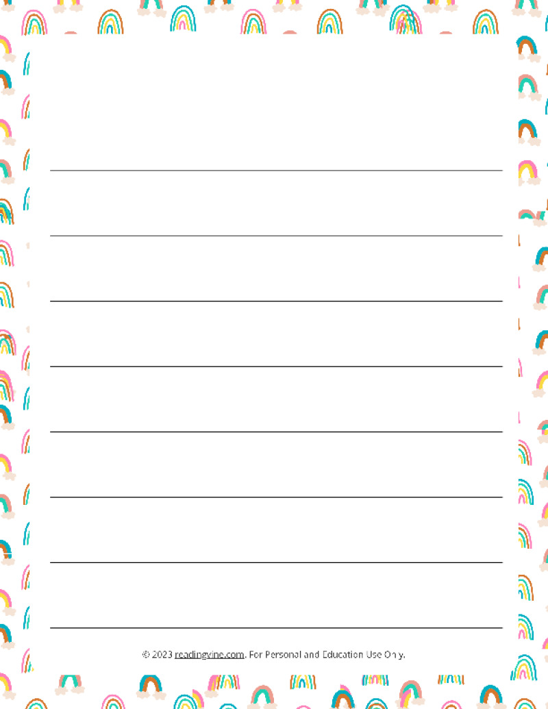 Rainbow Theme Wide Ruled Lined Paper