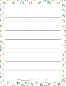 Rainbows Theme Narrow Rule Lined Paper