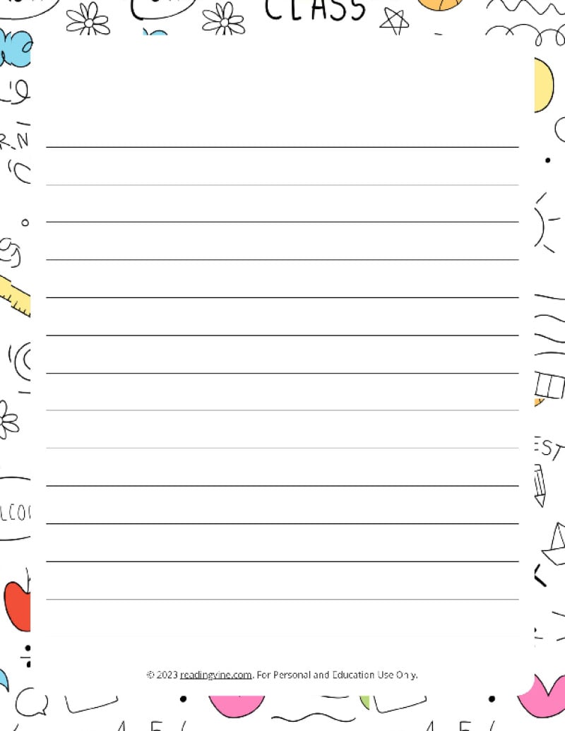 September Theme #2 Narrow Rule Lined Paper