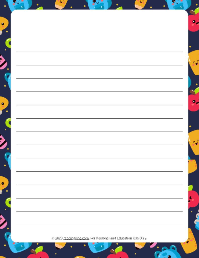 September Theme #3 Narrow Rule Lined Paper
