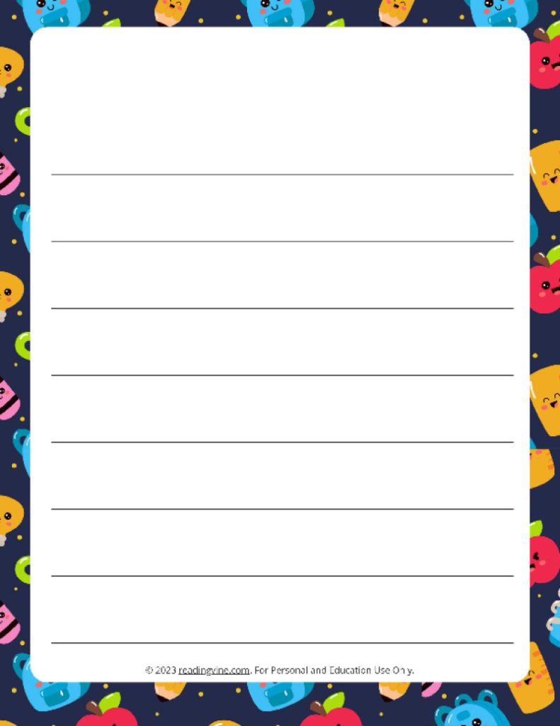 September Theme #3 Wide Ruled Lined Paper