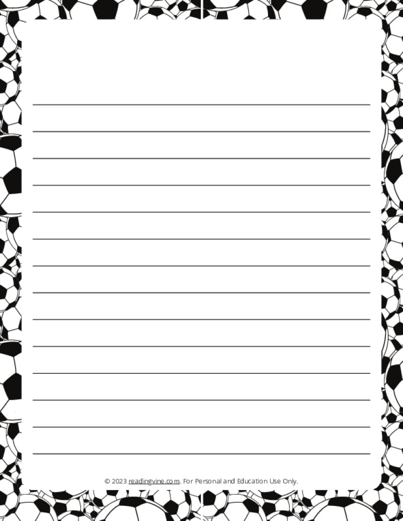 Soccer Theme #1 Narrow Ruled Lined Paper