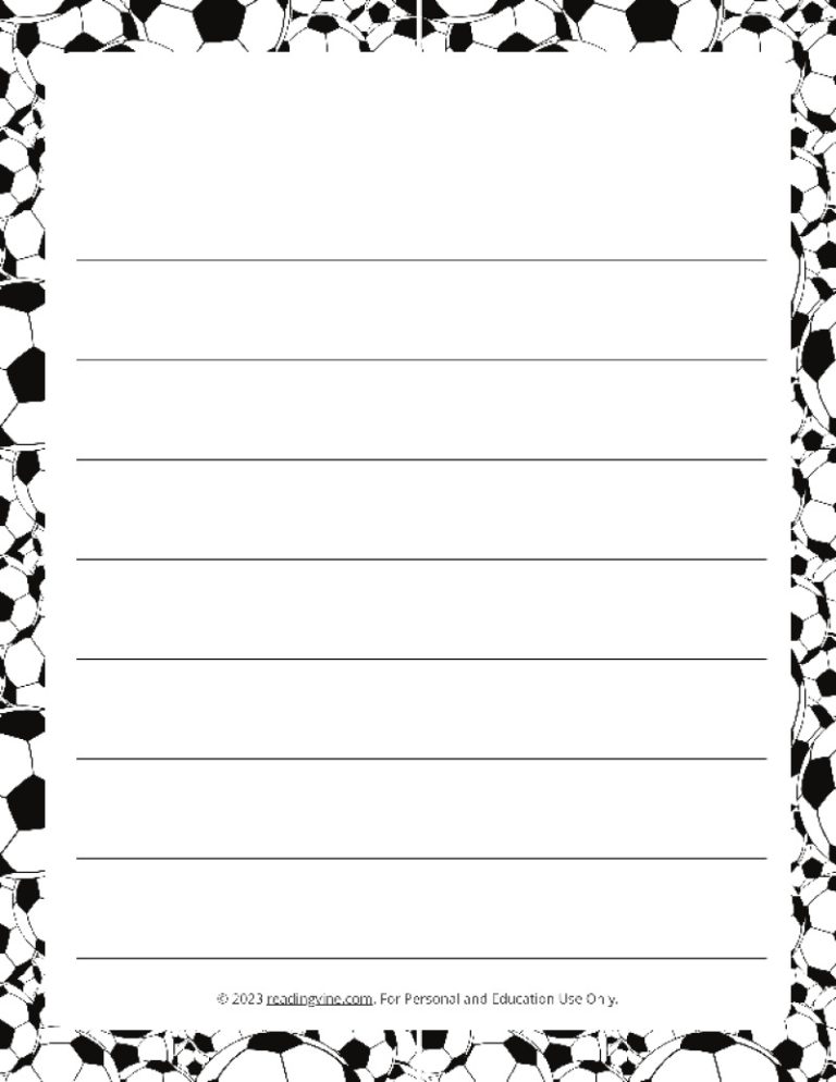 Soccer Theme Wide Ruled Lined Paper-Image - ReadingVine
