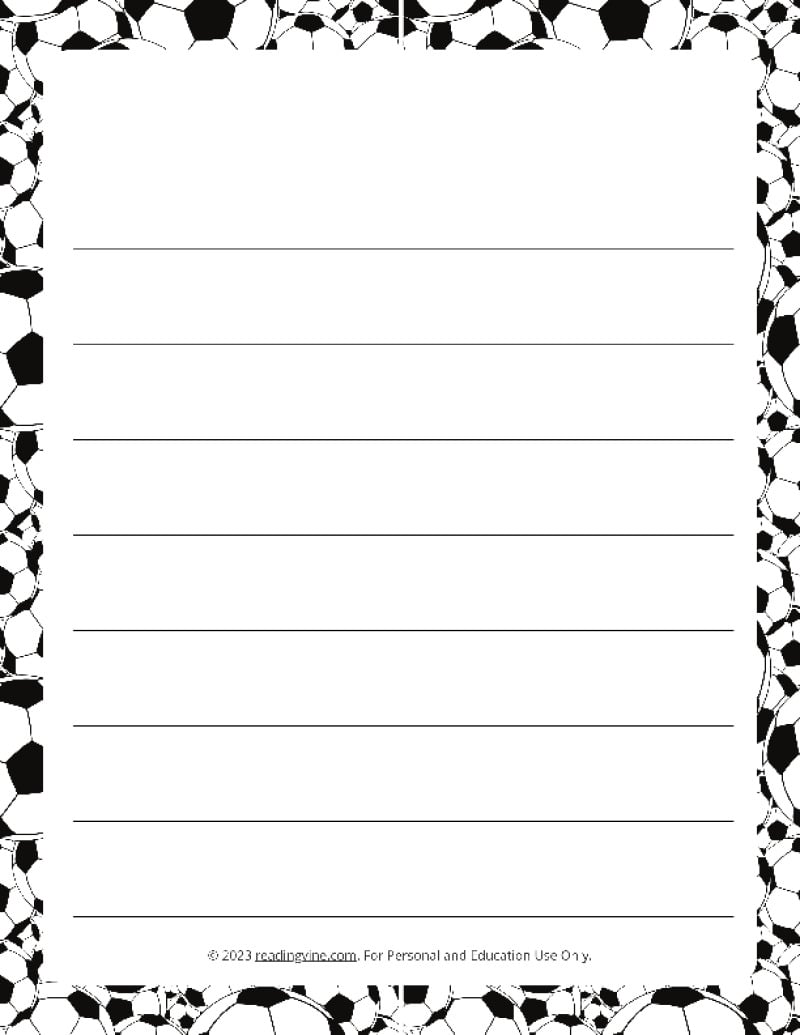 Soccer Theme Wide Ruled Lined Paper