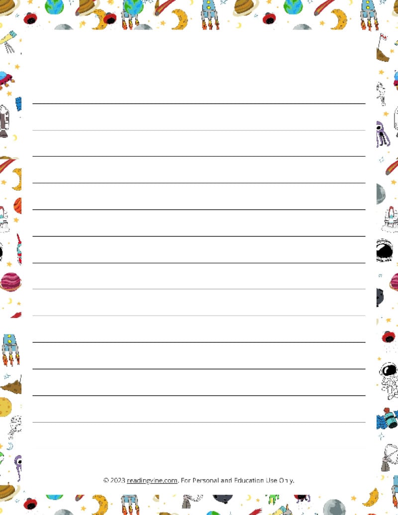 Space Theme #1 Narrow Rule Lined Paper