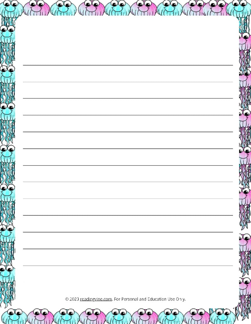 Summer Theme #1 Narrow Rule Lined Paper