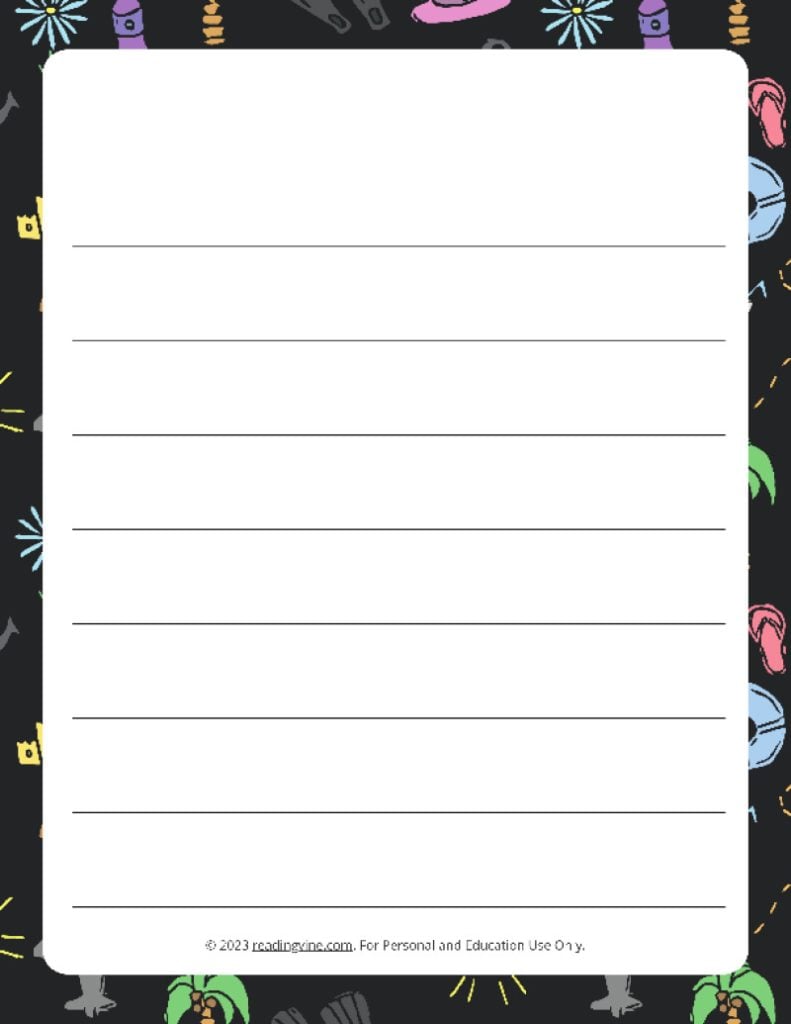 Summer Theme #1 Wide Ruled Lined Paper