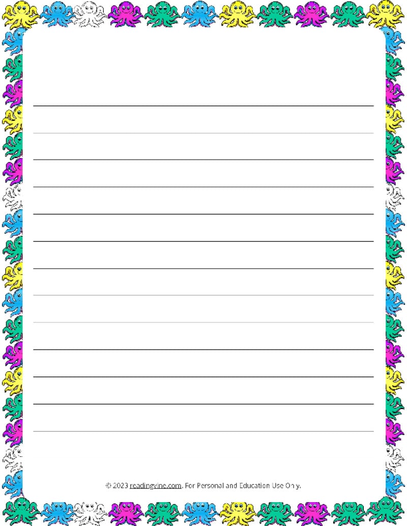 Summer Theme #2 Narrow Rule Lined Paper