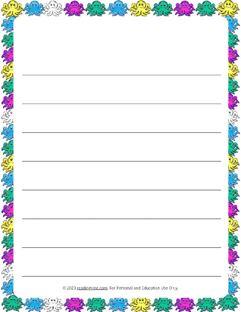 Summer Theme #2 Wide Ruled Lined Paper-Image - ReadingVine